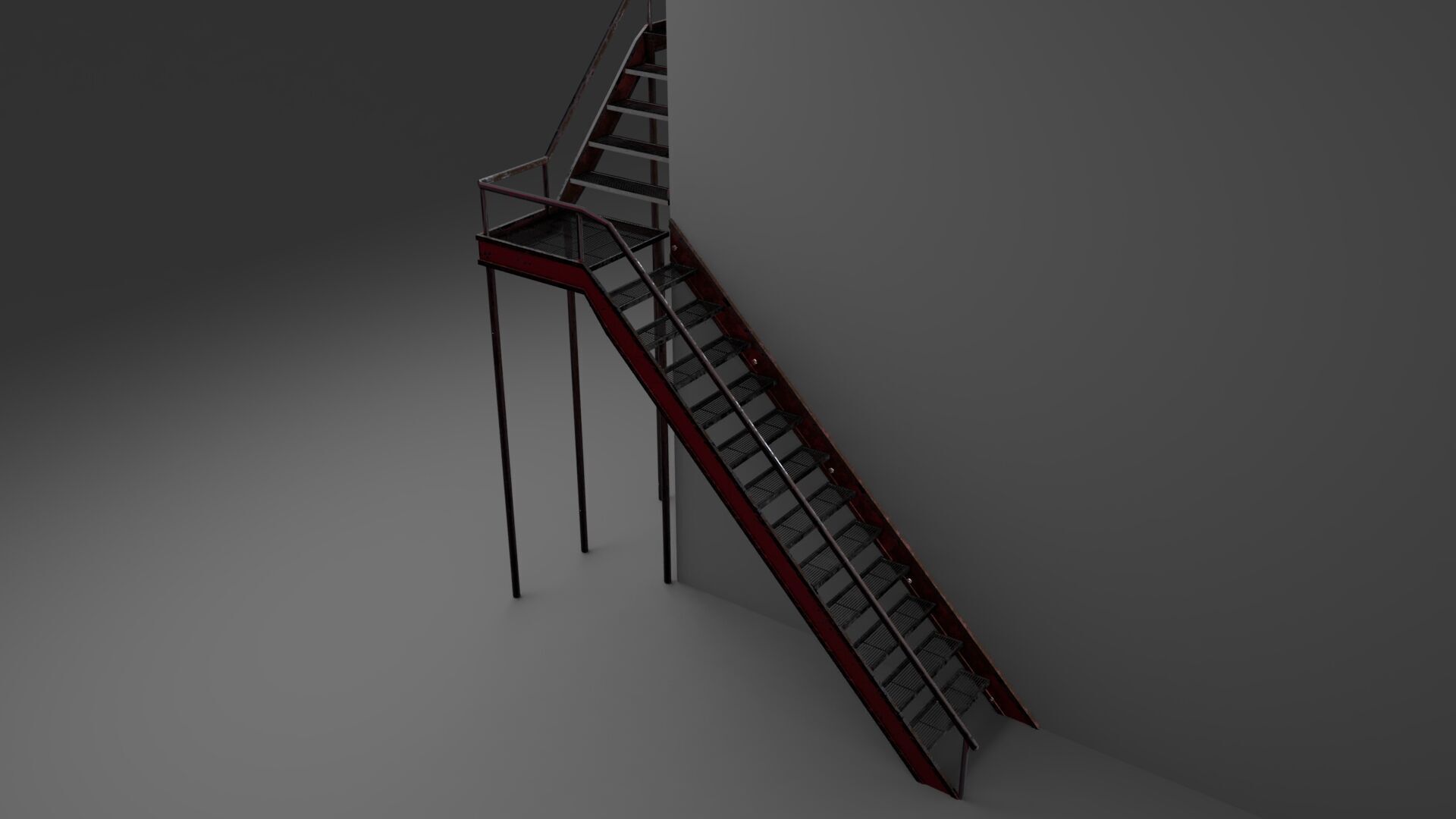 L Shape stairs 3D model_2