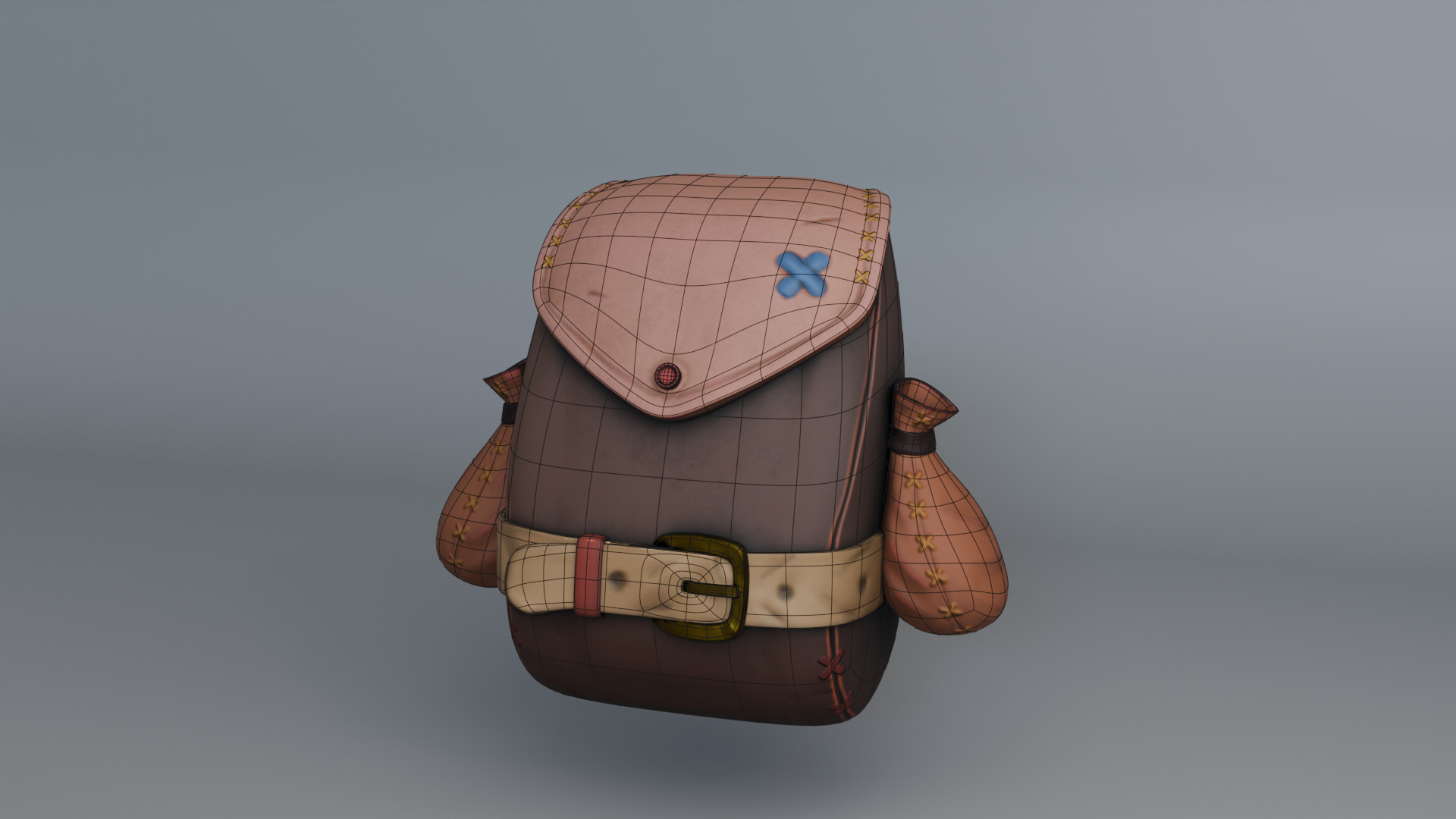 Backpack stylized Low-poly 3D model_3