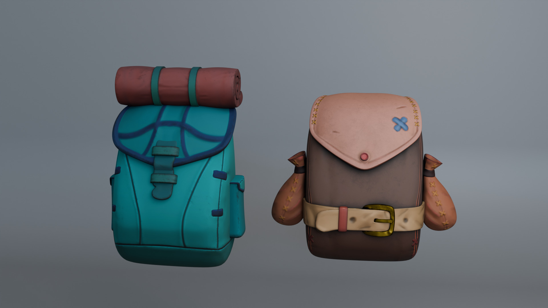 Backpack stylized Low-poly 3D model_10