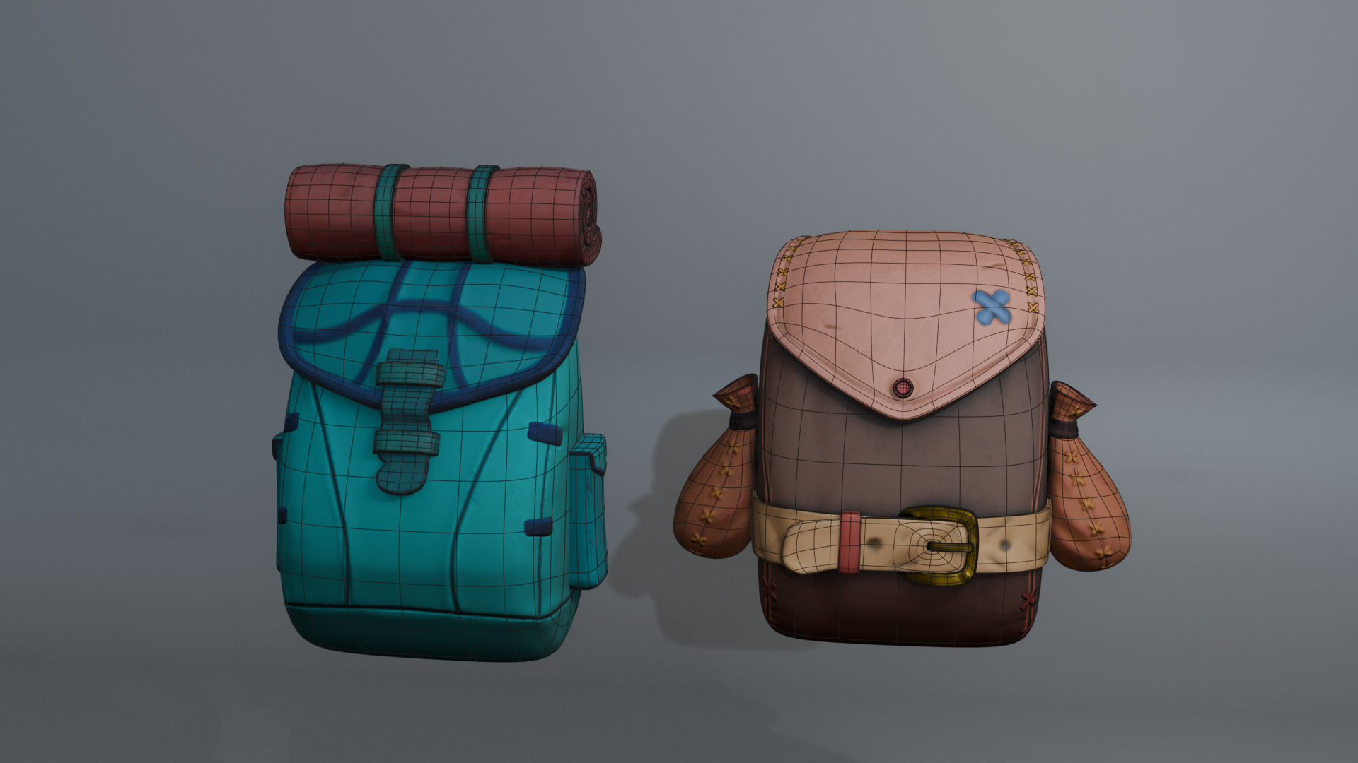 Backpack stylized Low-poly 3D model_11