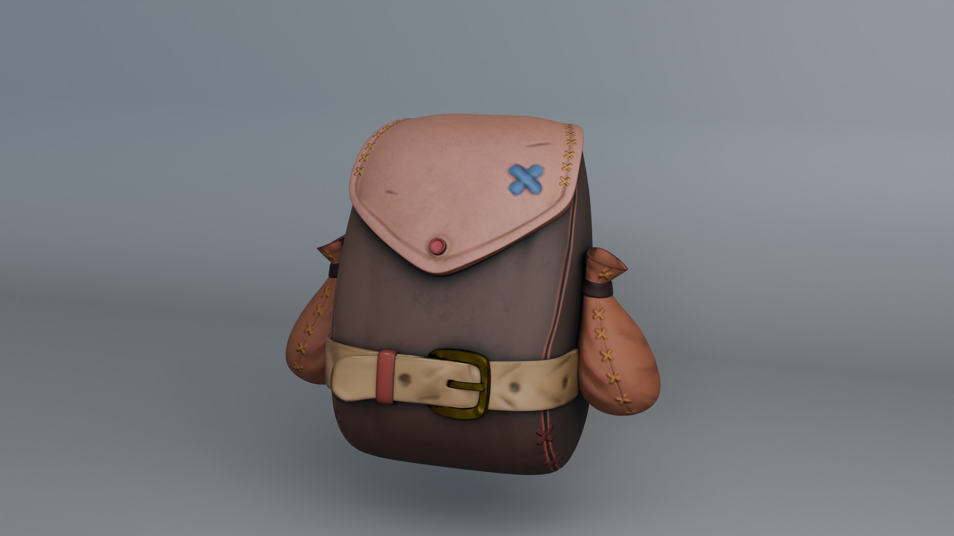 Backpack stylized Low-poly 3D model_2