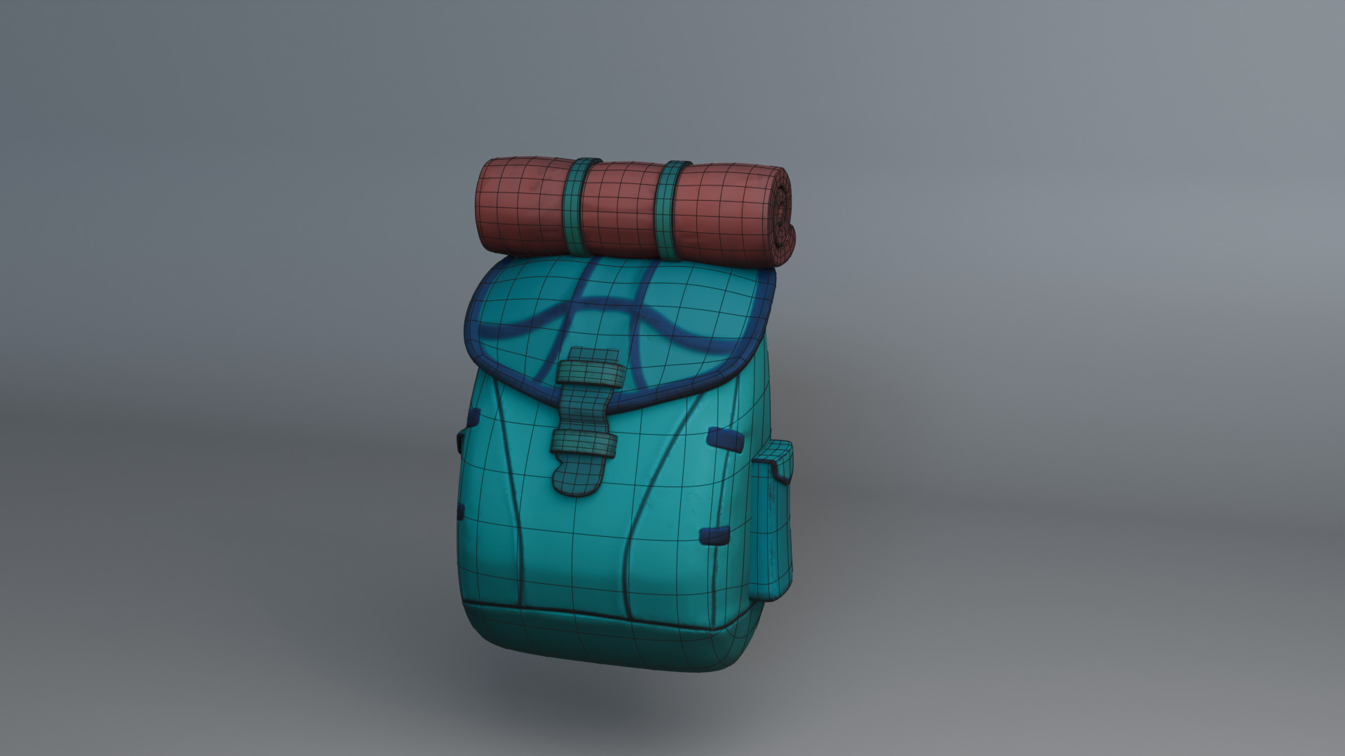 Backpack stylized Low-poly 3D model_5