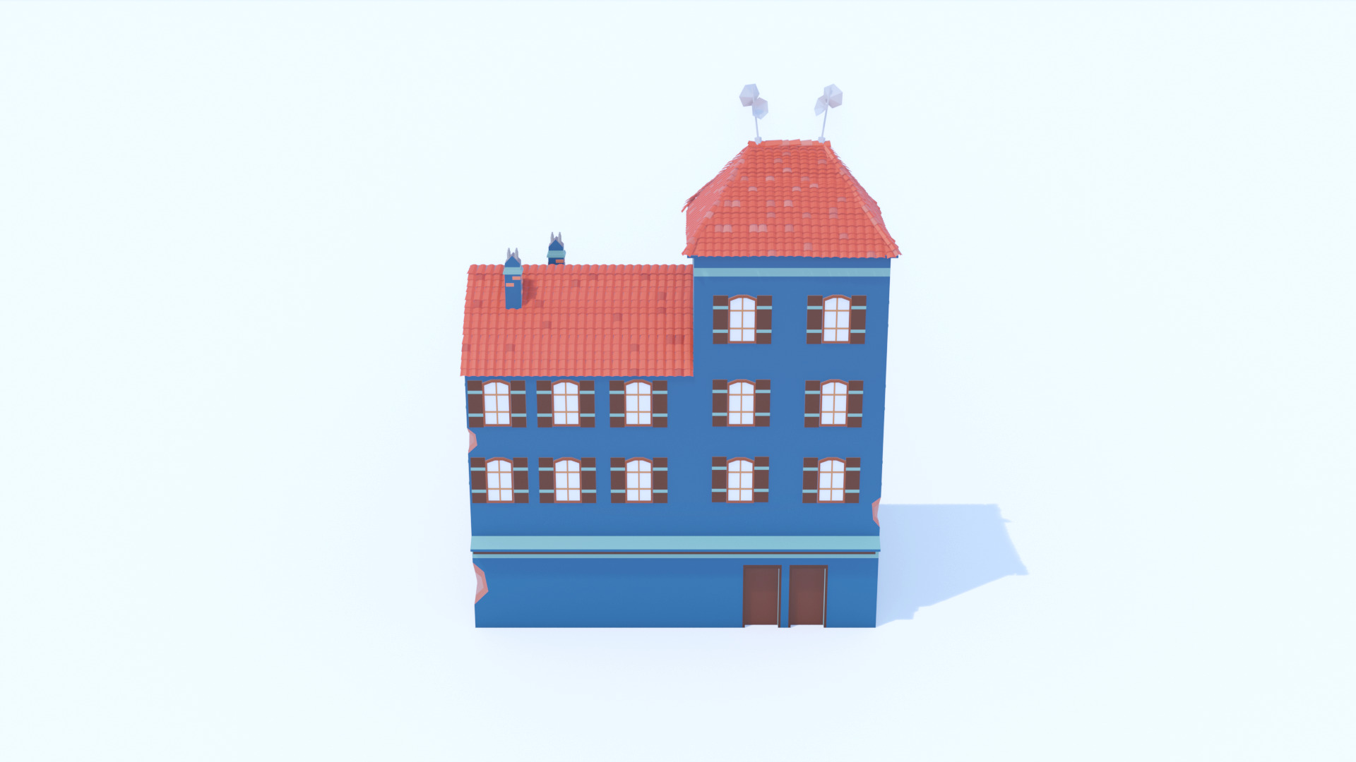 Italian Building number 12 Lowpoly Low-poly 3D model_5