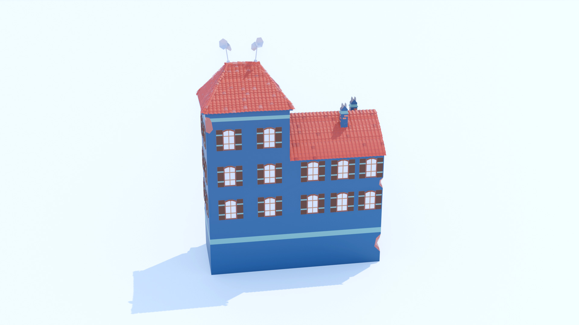 Italian Building number 12 Lowpoly Low-poly 3D model_1