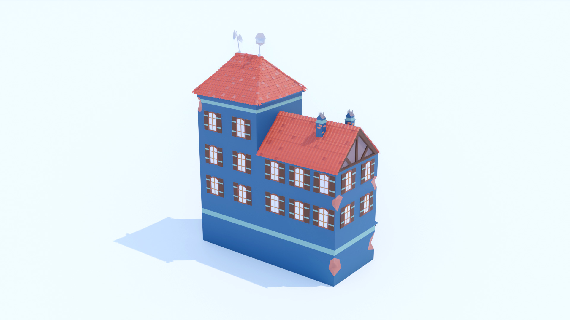 Italian Building number 12 Lowpoly Low-poly 3D model_8