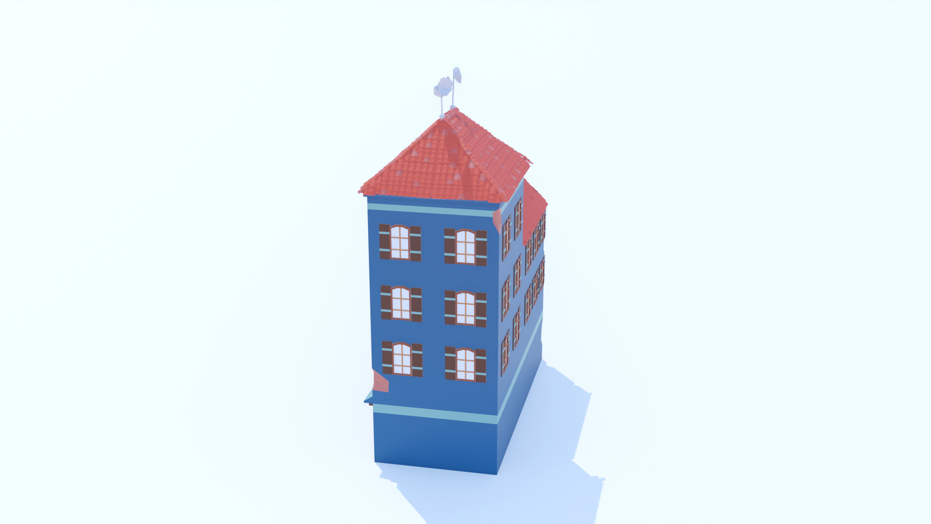 Italian Building number 12 Lowpoly Low-poly 3D model_3