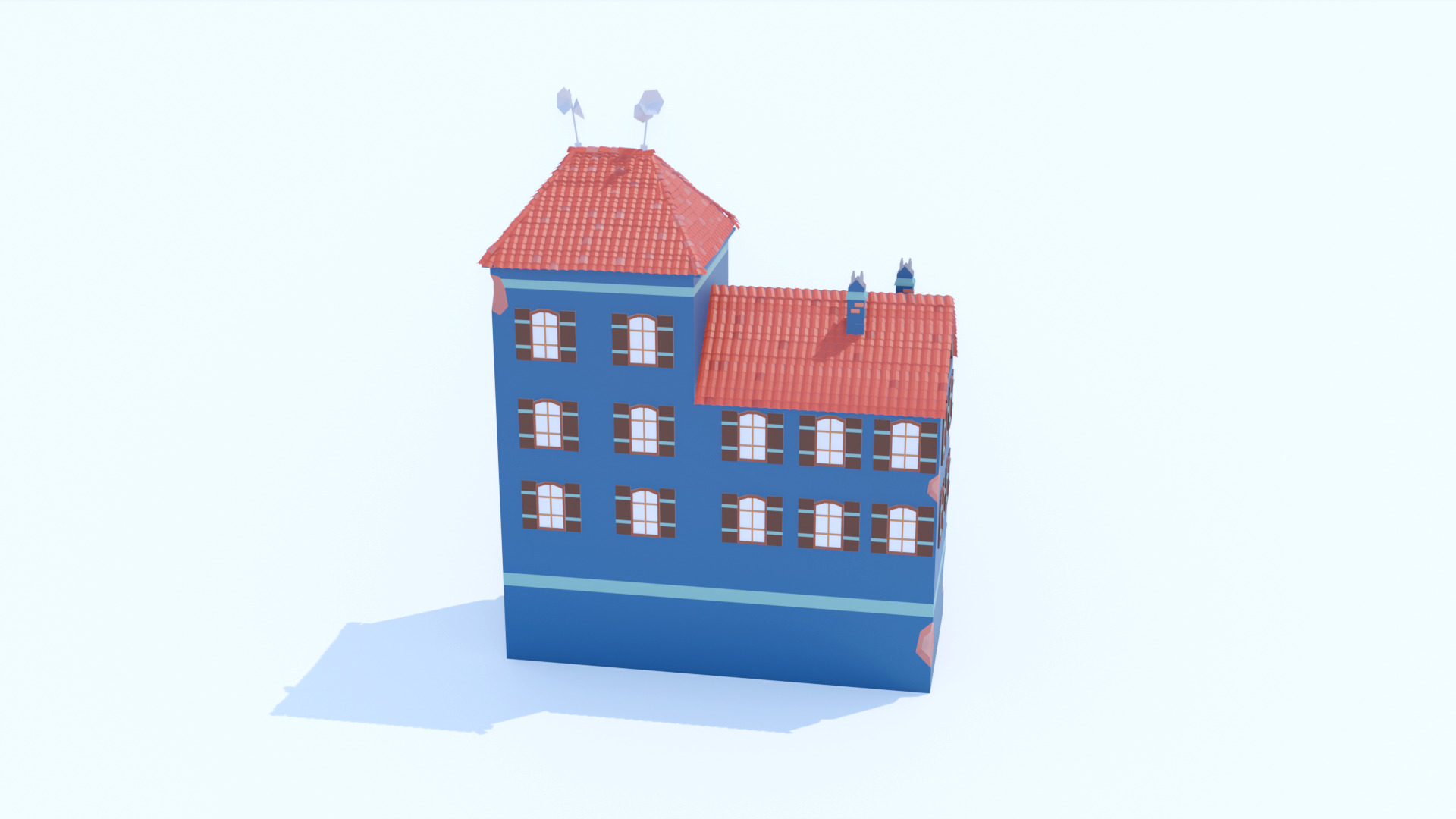 Italian Building number 12 Lowpoly Low-poly 3D model_9