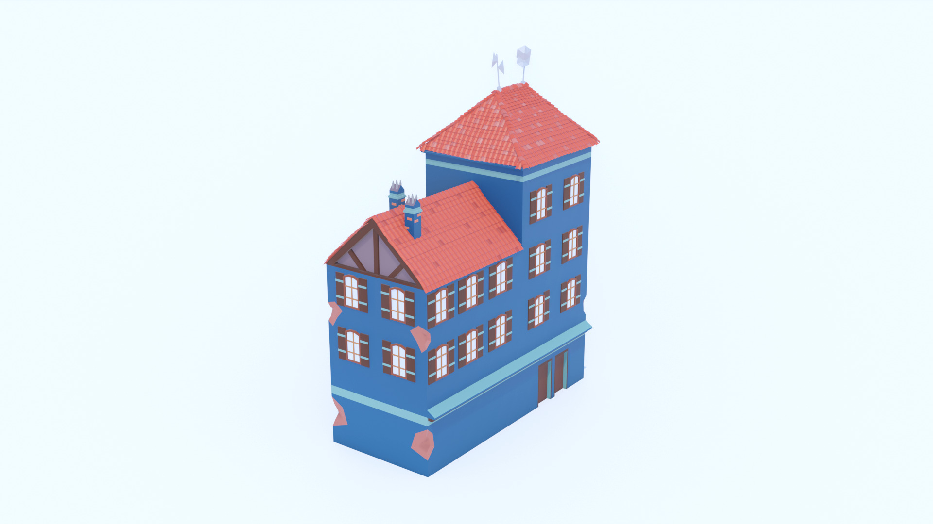 Italian Building number 12 Lowpoly Low-poly 3D model_6