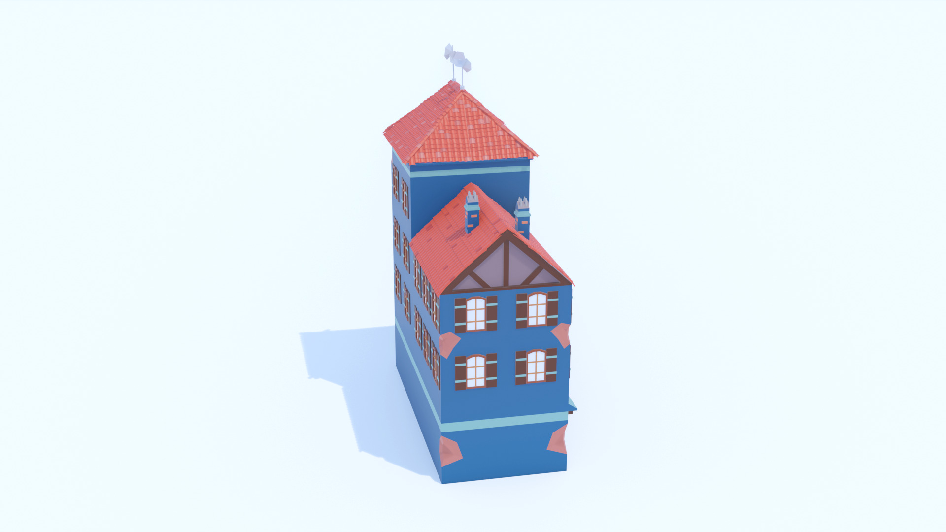 Italian Building number 12 Lowpoly Low-poly 3D model_7