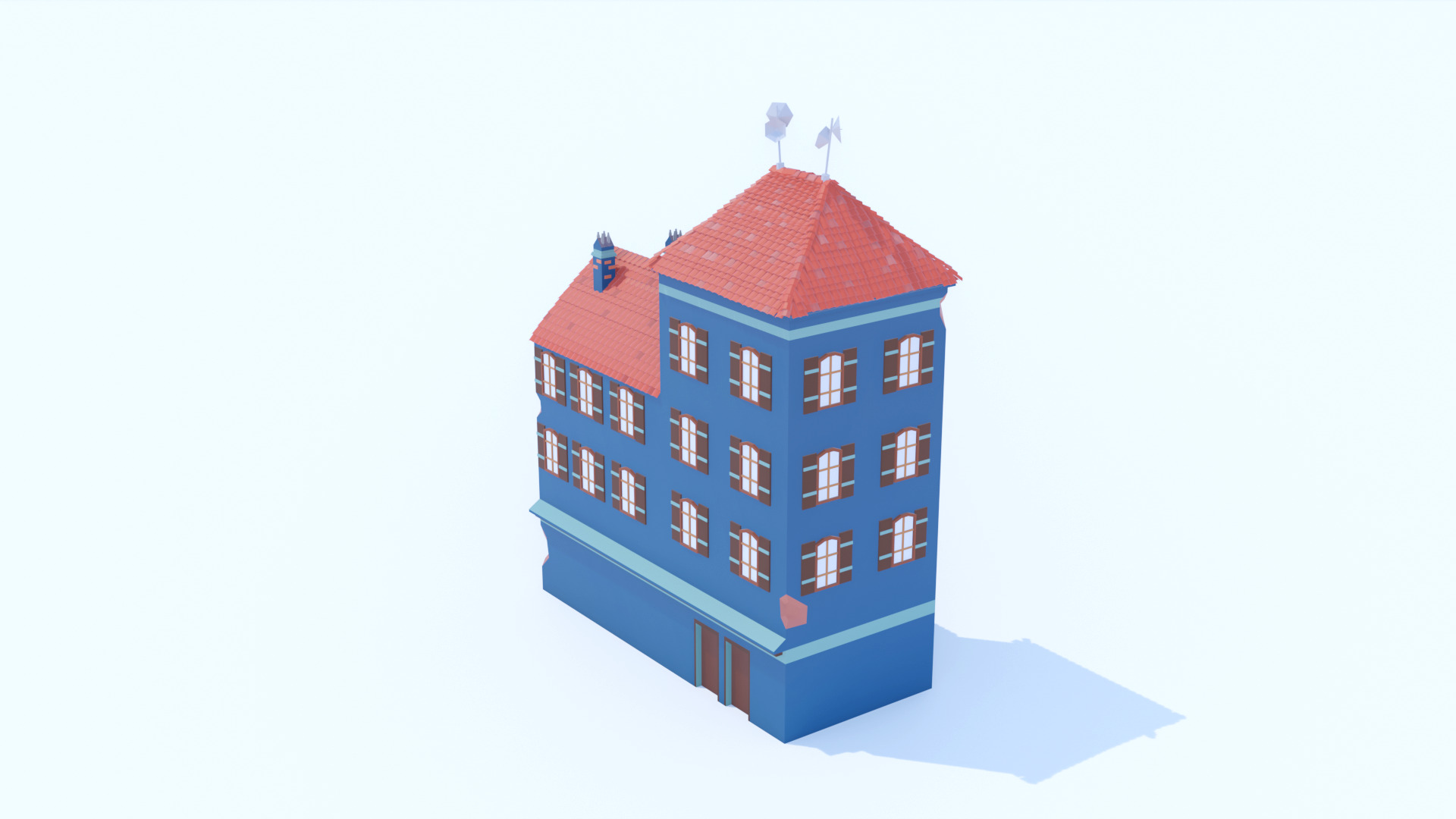 Italian Building number 12 Lowpoly Low-poly 3D model_4