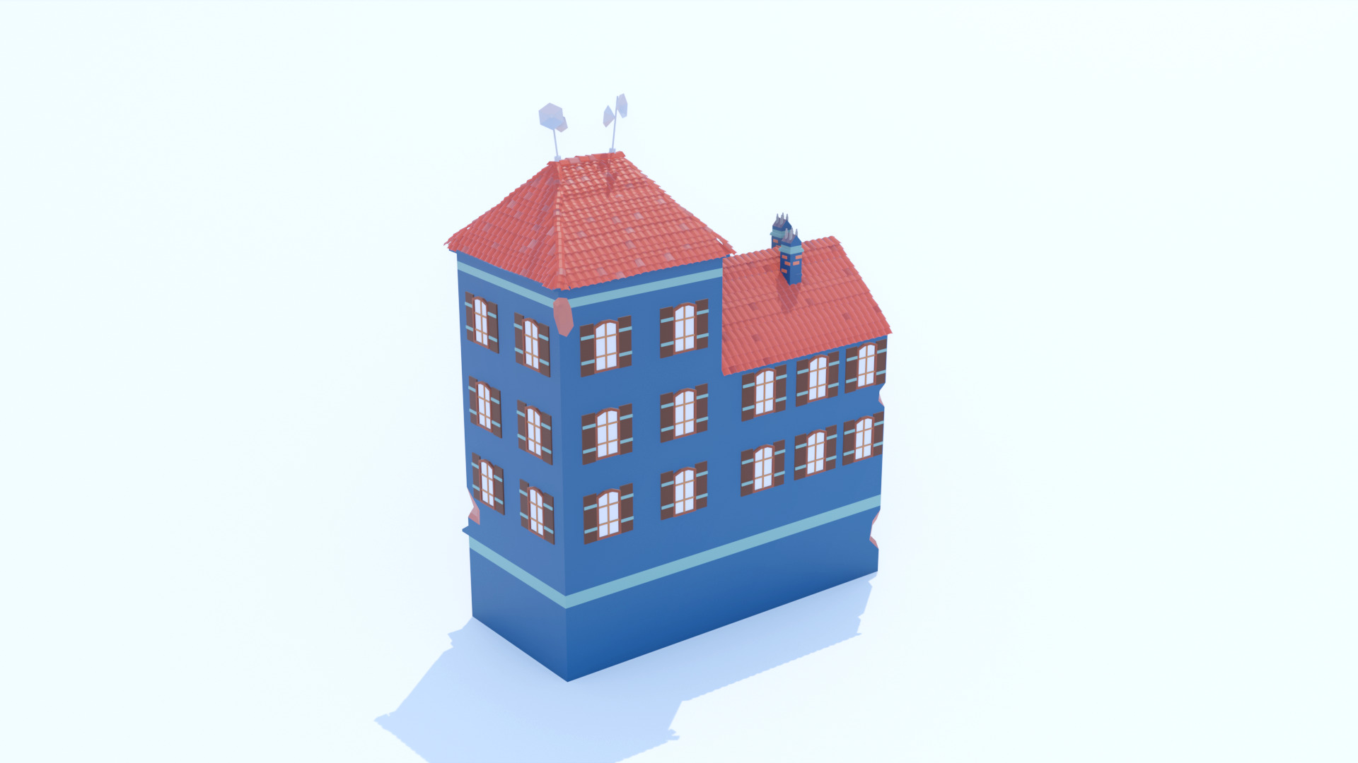 Italian Building number 12 Lowpoly Low-poly 3D model_2