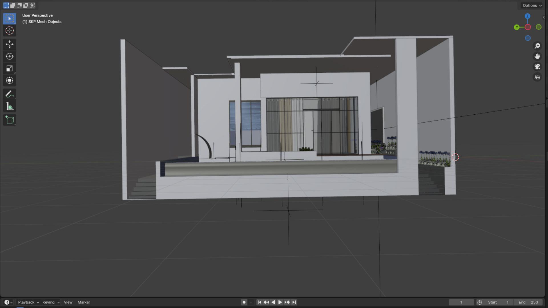 Infinite Swimming Pool 3D Model Waterfall Seating Area 3D model_2
