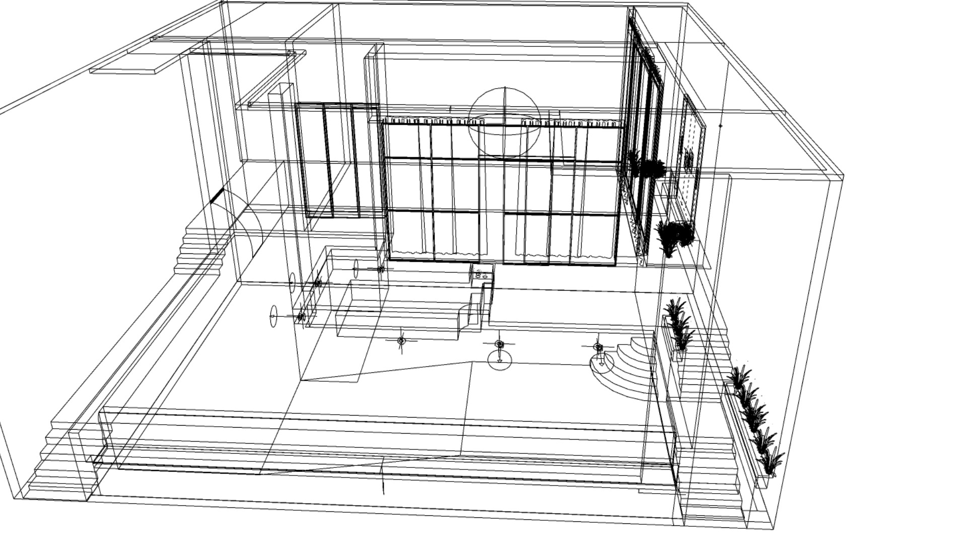 Infinite Swimming Pool 3D Model Waterfall Seating Area 3D model_3