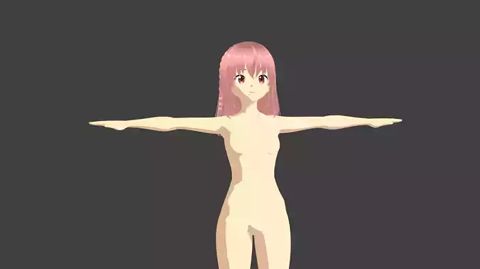 T pose rigged model - Sumi Sakurasawa anime girl 3D model