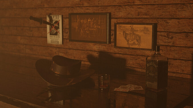 old west bar render Free low-poly 3D model
