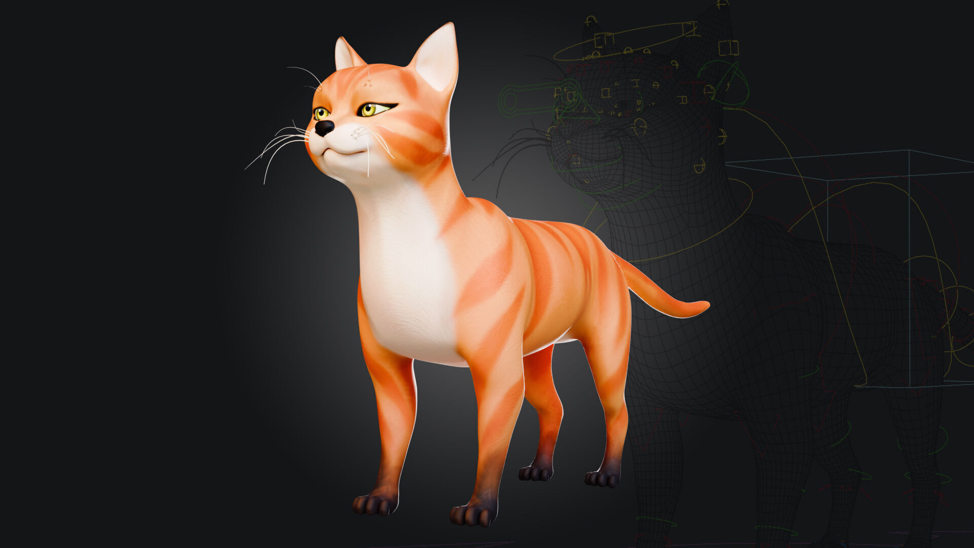 Rigged Cute Cat Low-poly 3D model_4