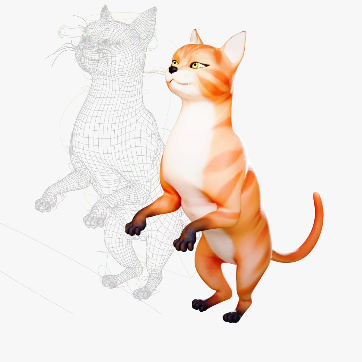 Rigged Cute Cat Low-poly 3D model_14