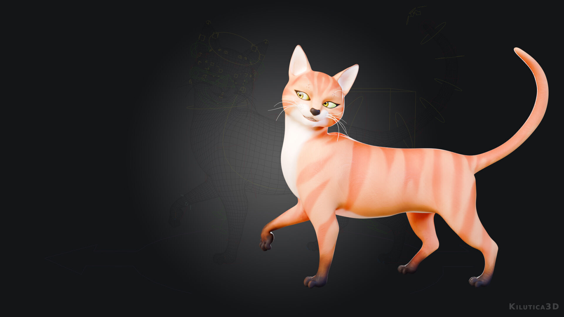 Rigged Cute Cat Low-poly 3D model_3