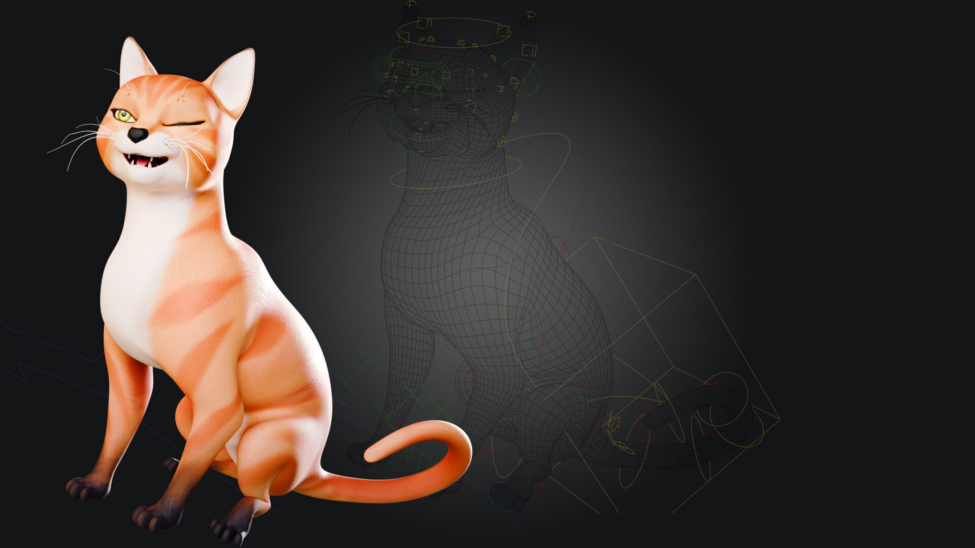 Rigged Cute Cat Low-poly 3D model_6