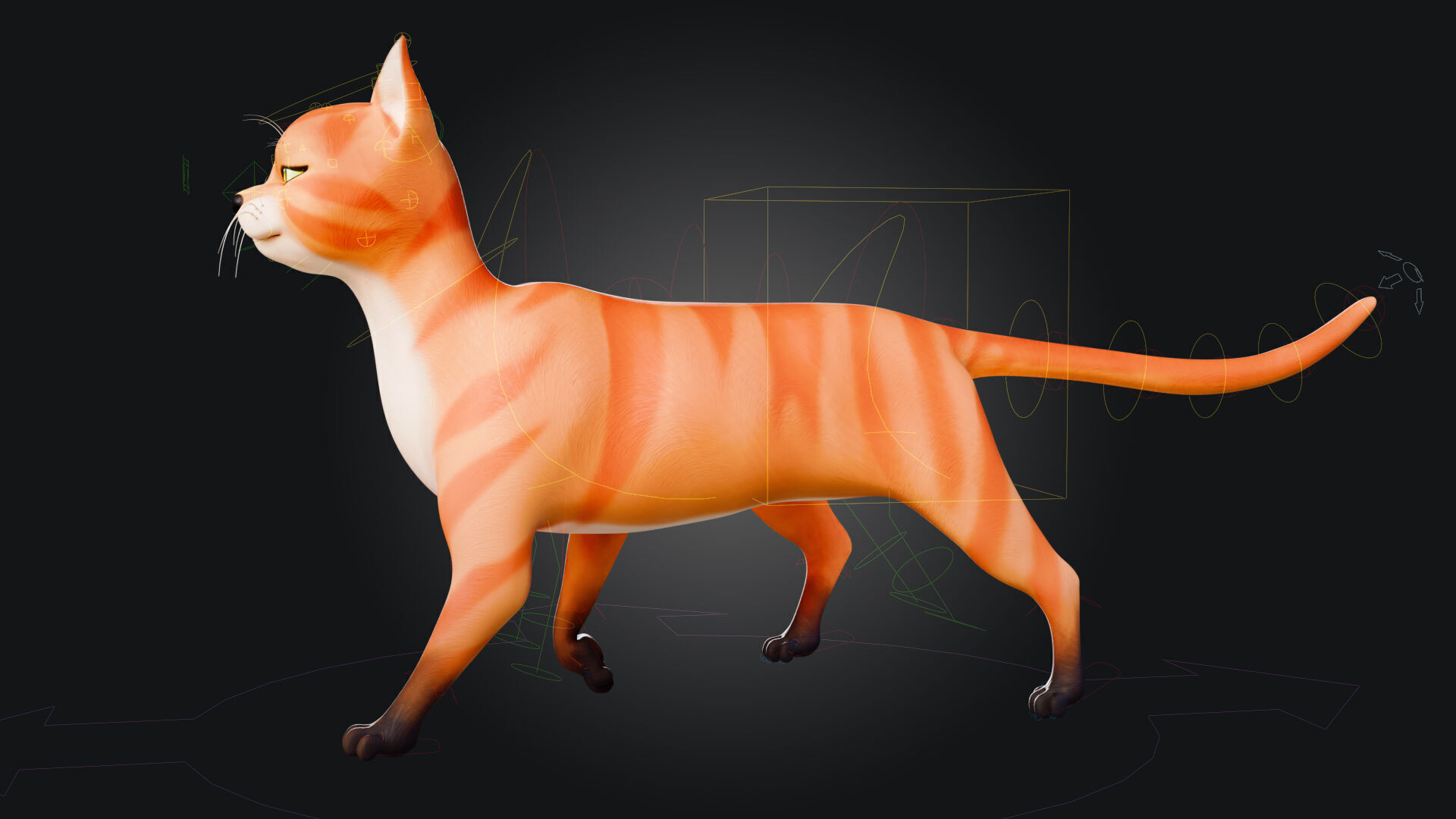 Rigged Cute Cat Low-poly 3D model_7