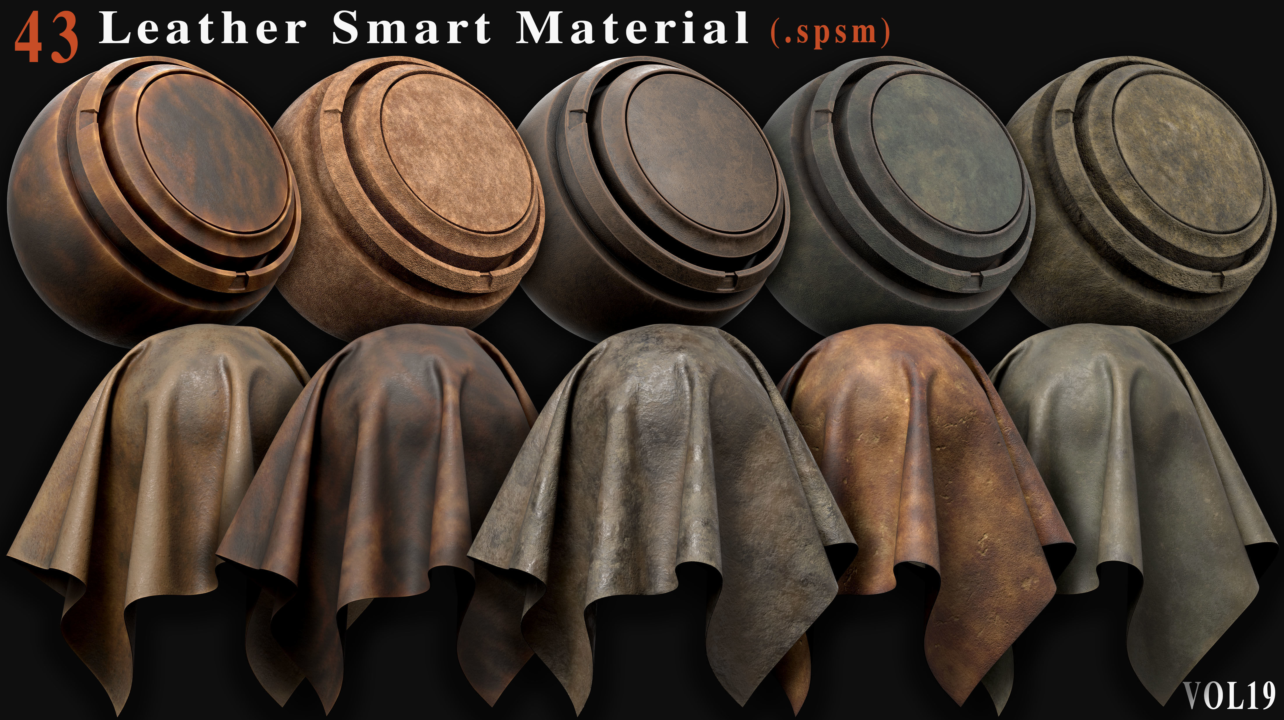 43 Leather Smart Materials for Substance Painter - Vol 19 Texture_10