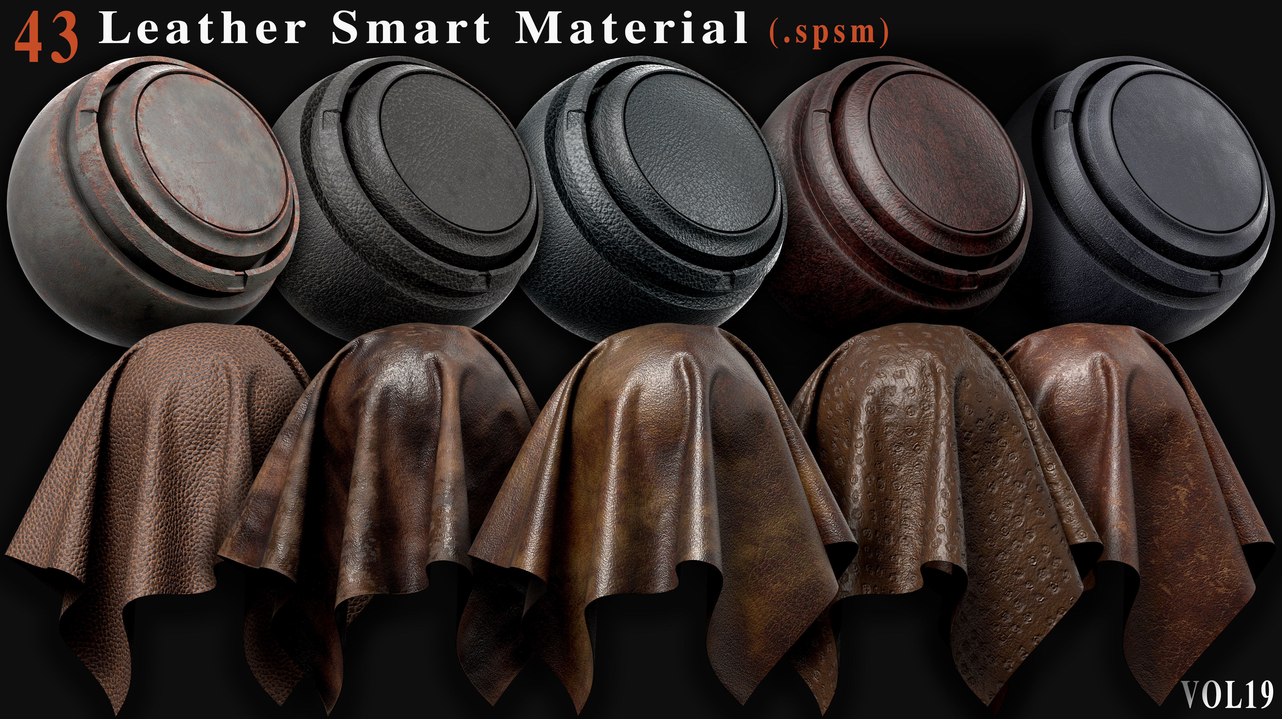 43 Leather Smart Materials for Substance Painter - Vol 19 Texture_5