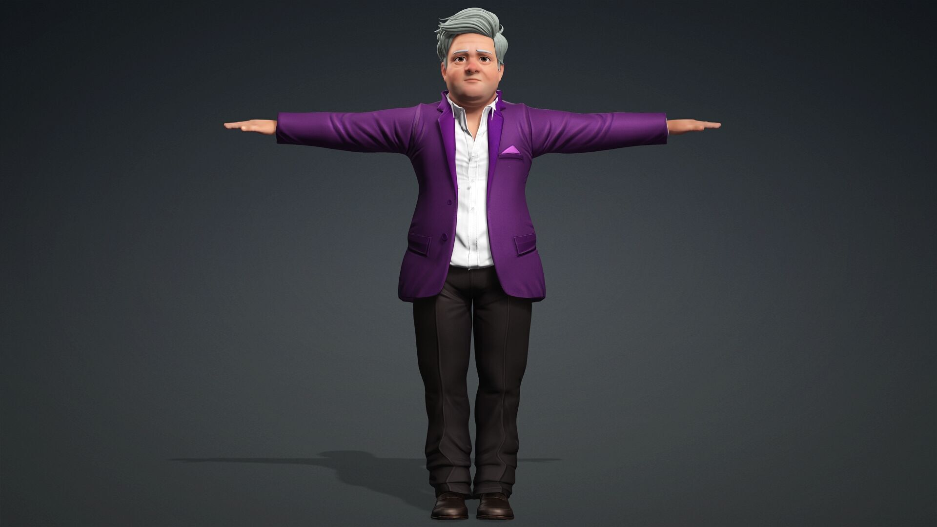 old man character rigged Low-poly 3D model_6