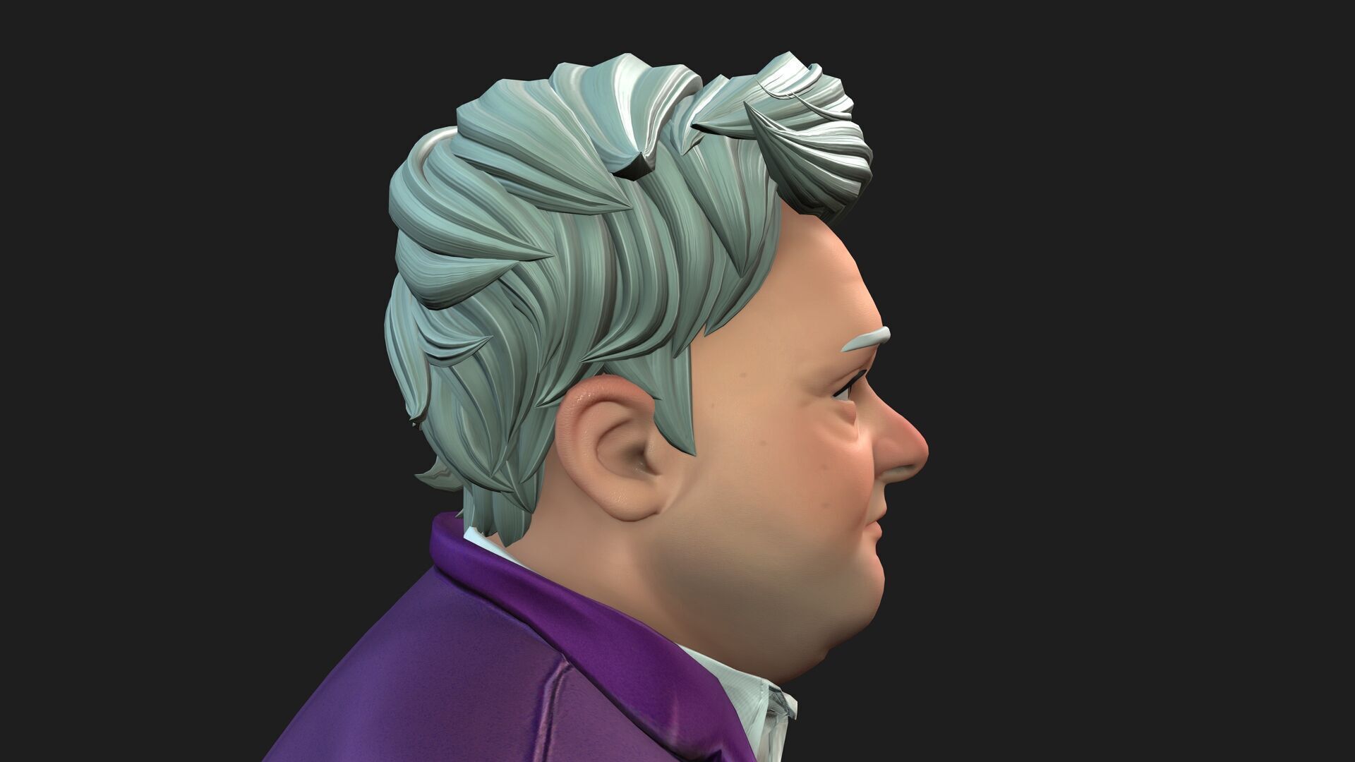 old man character rigged Low-poly 3D model_3