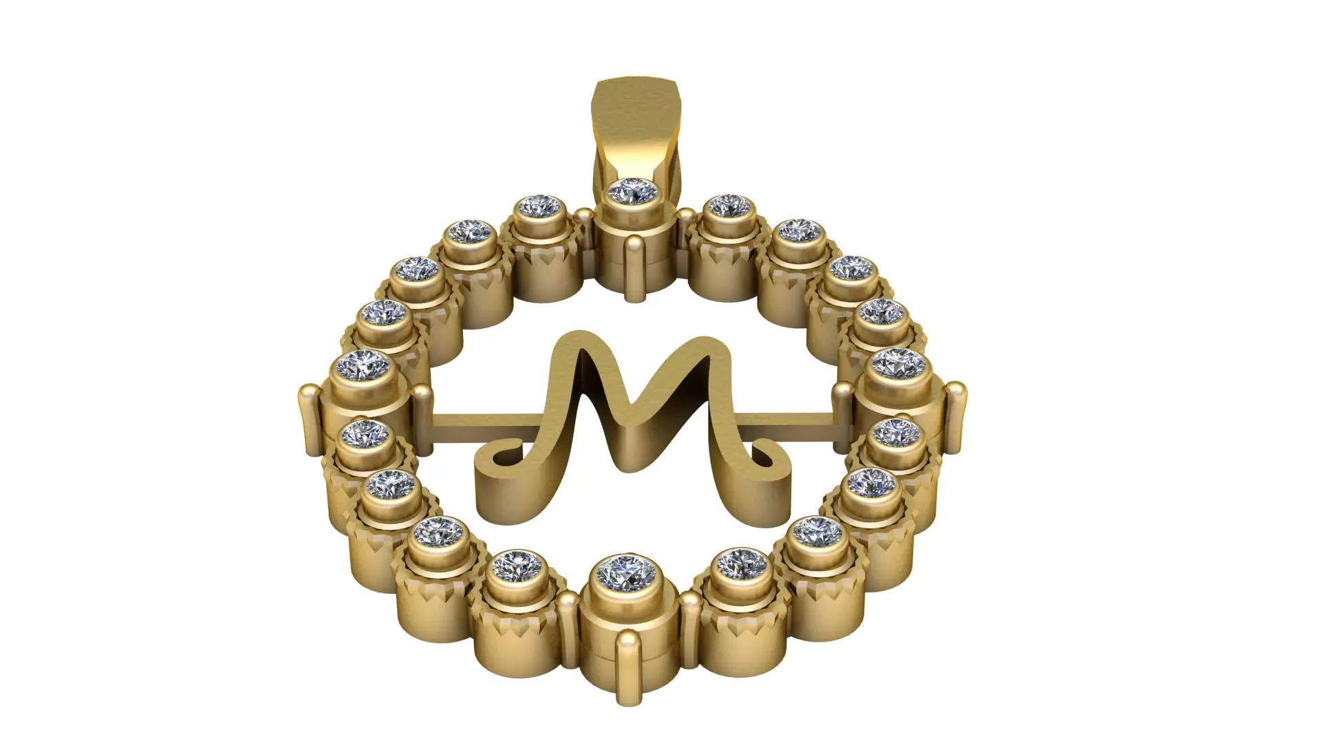 M ROUND PENDANT 3D PRINTABLE MODEL 3D print model