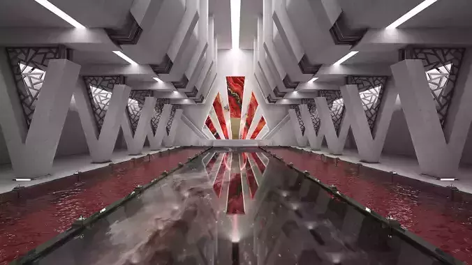 Sci-fi Interior Throne Room Red