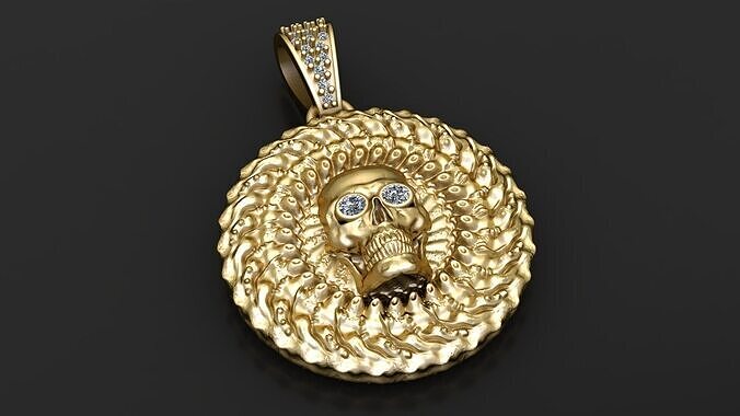 SKULL FACE COIN PENDANT 3D PRINTABLE MODEL 3D print model