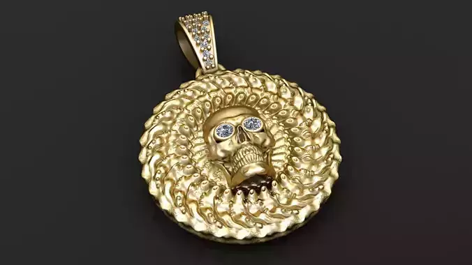 SKULL FACE COIN PENDANT 3D PRINTABLE MODEL