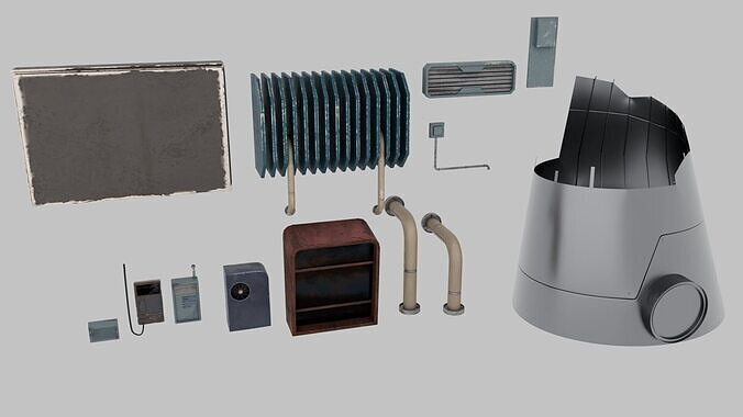 sci-fi post apocalyptic props 3D model