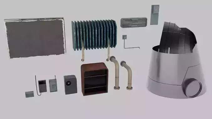 sci-fi post apocalyptic props 3D model