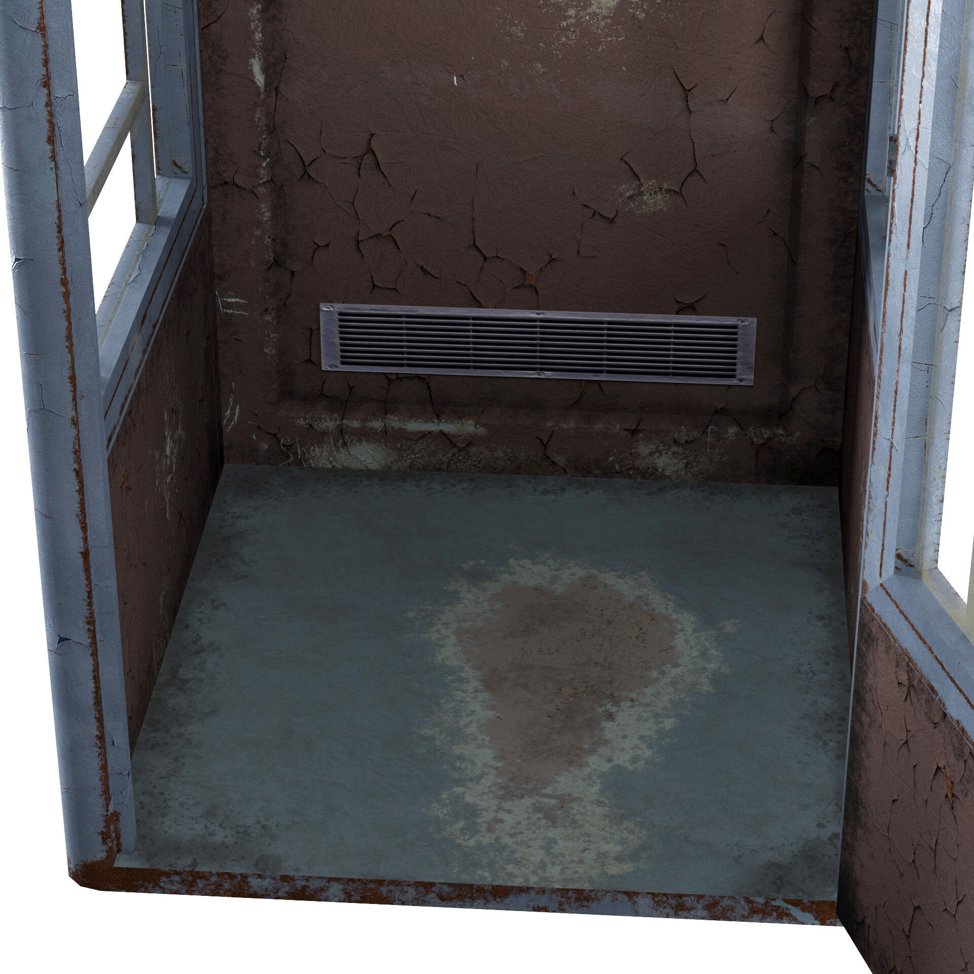 Dirty Telephone booth with payphone AMT-47 3D model_3