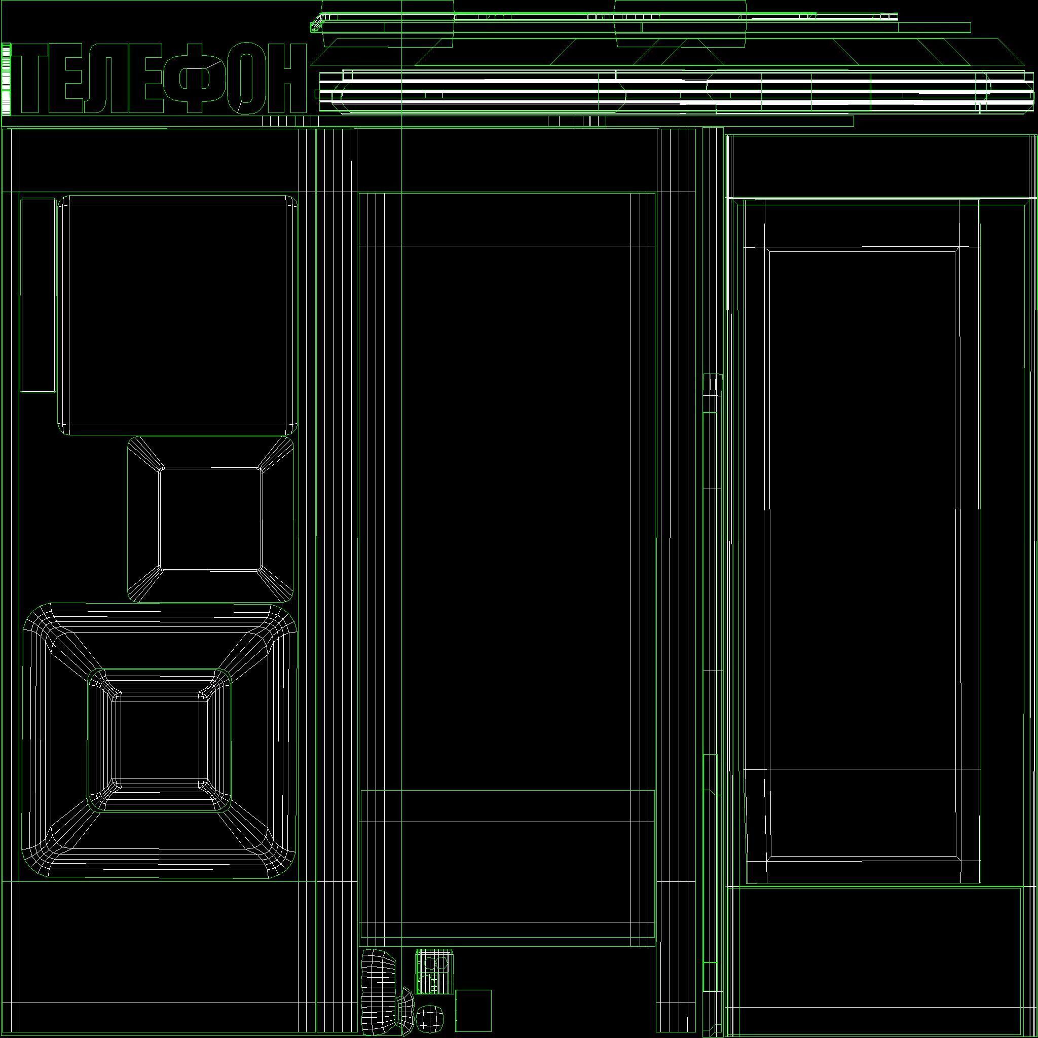 Dirty Telephone booth with payphone AMT-47 3D model_25