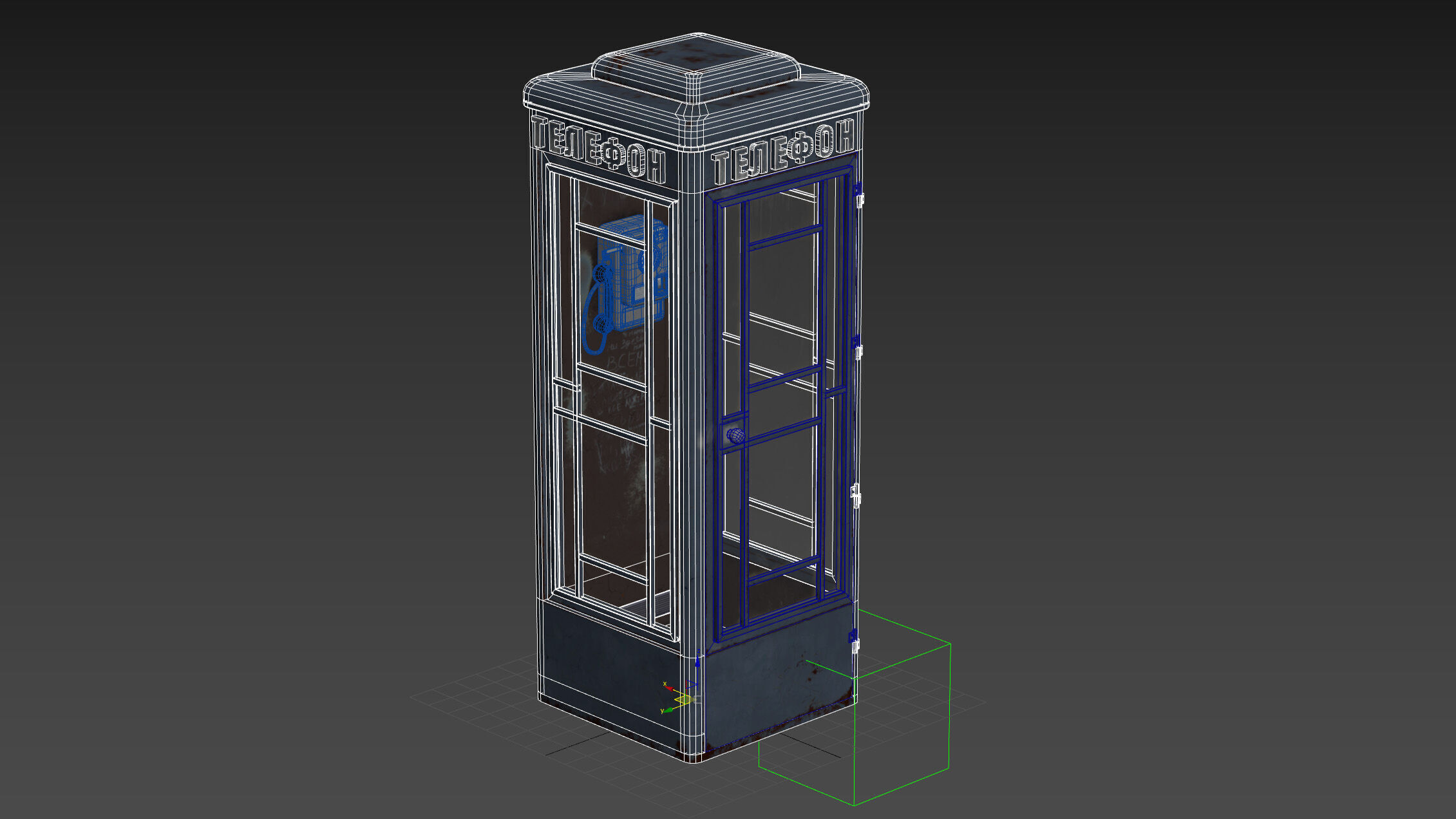 Dirty Telephone booth with payphone AMT-47 3D model_26