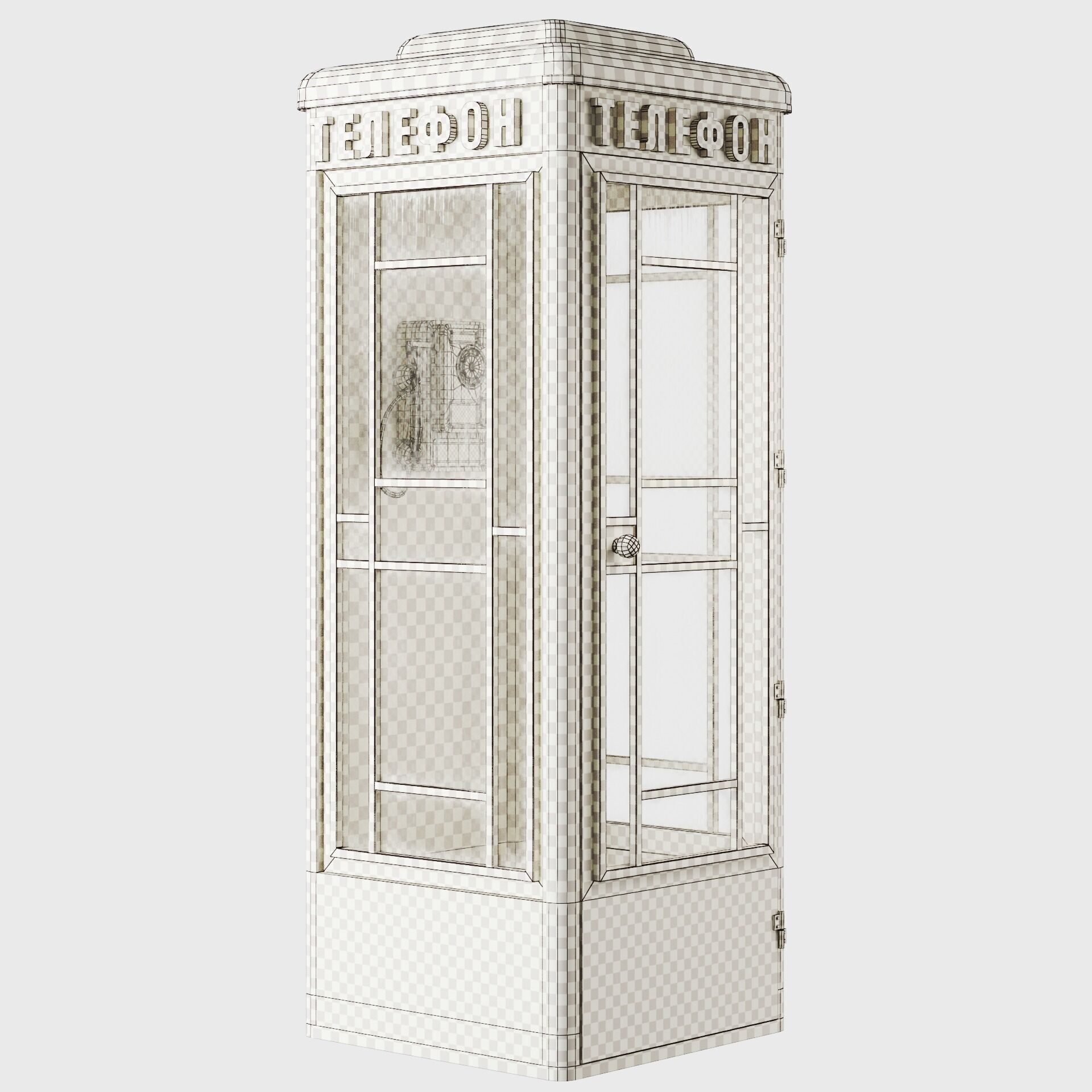 Dirty Telephone booth with payphone AMT-47 3D model_27