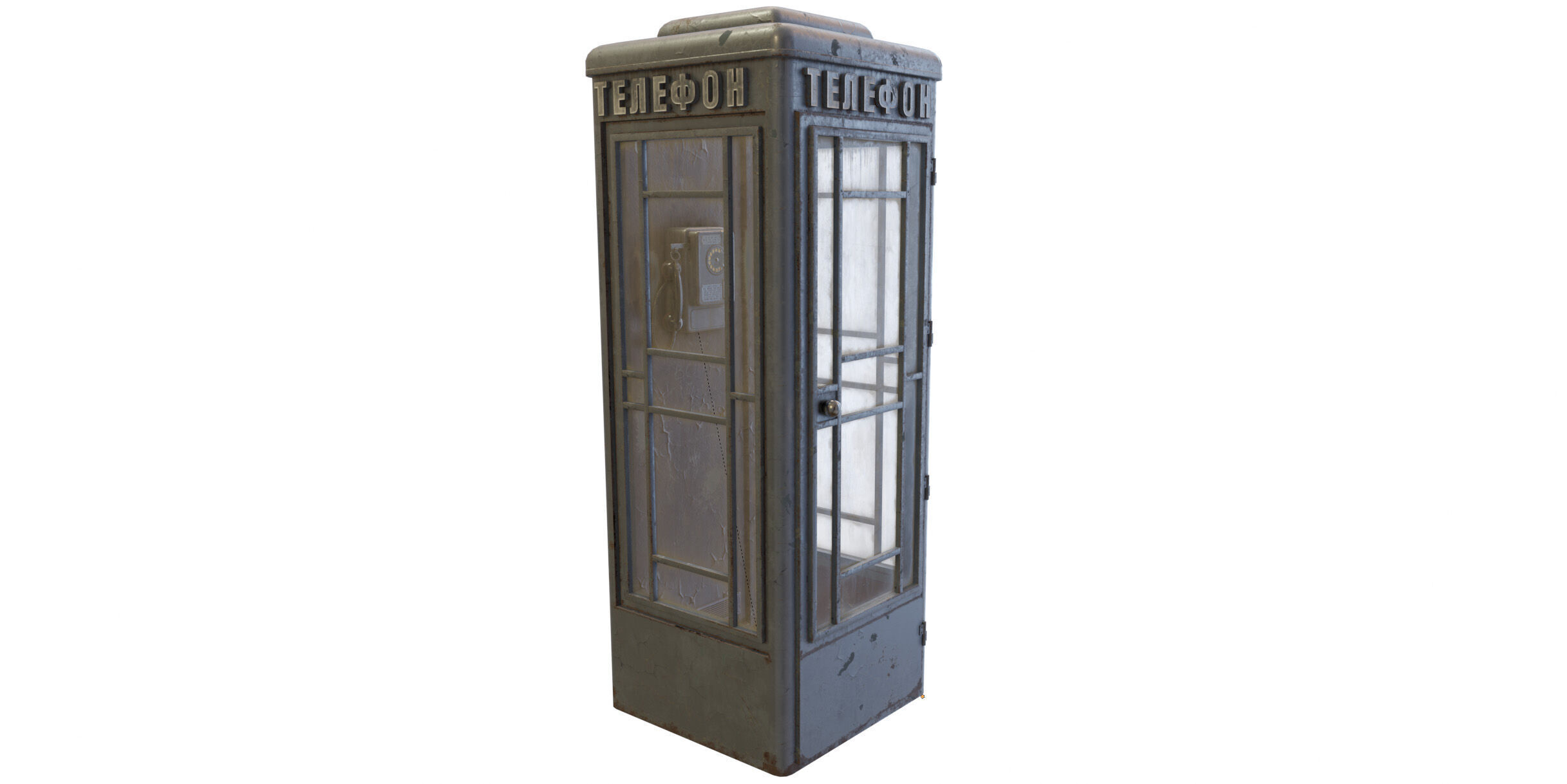 Dirty Telephone booth with payphone AMT-47 3D model_11