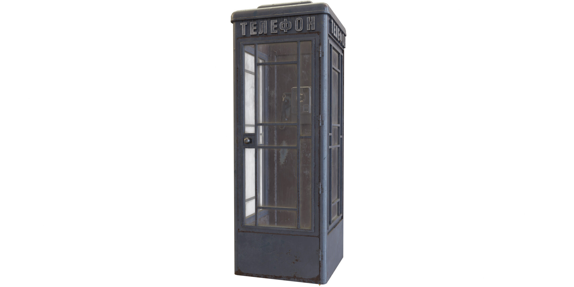 Dirty Telephone booth with payphone AMT-47 3D model_13