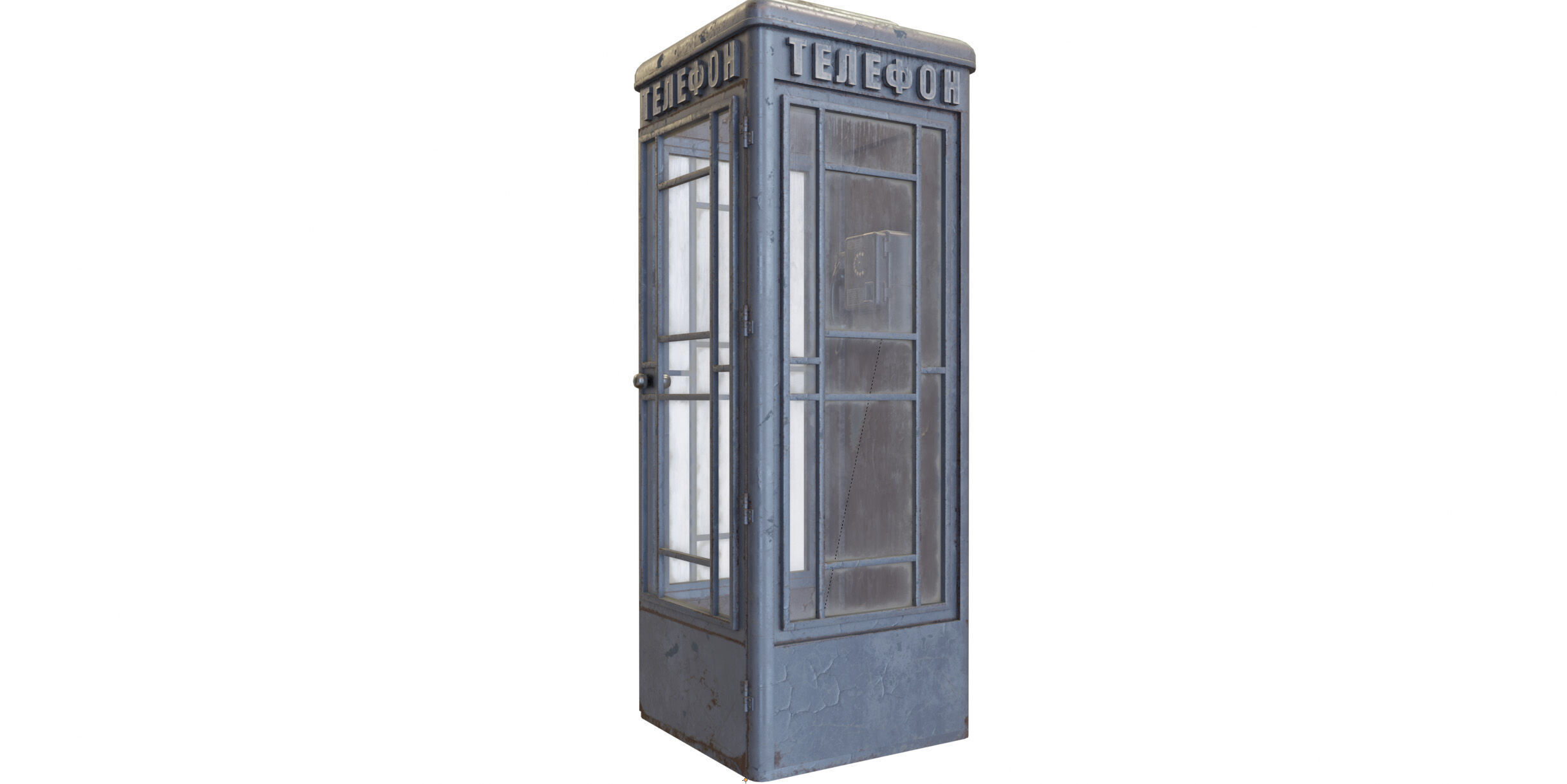 Dirty Telephone booth with payphone AMT-47 3D model_12