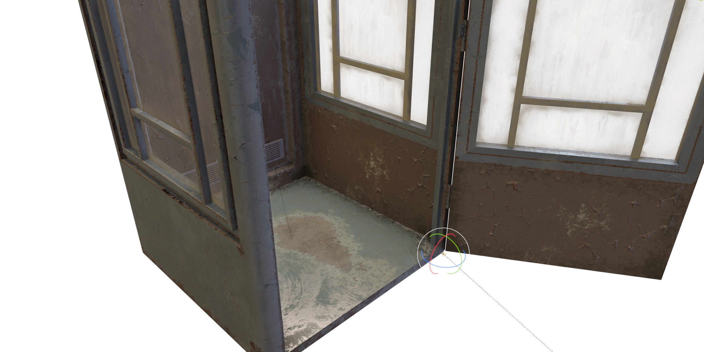 Dirty Telephone booth with payphone AMT-47 3D model_18