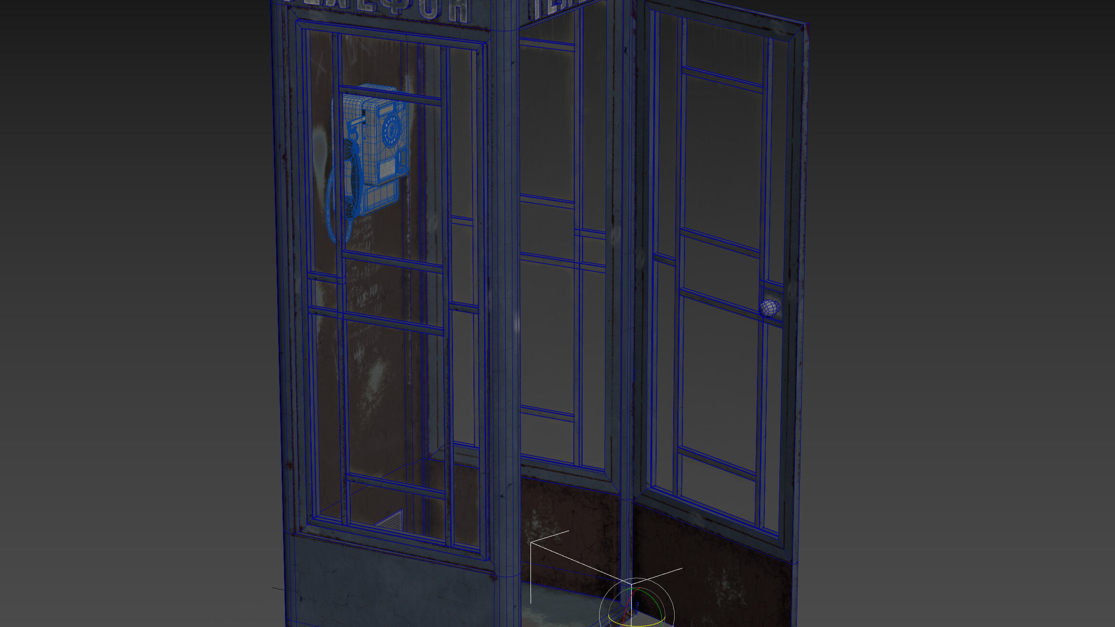 Dirty Telephone booth with payphone AMT-47 3D model_23