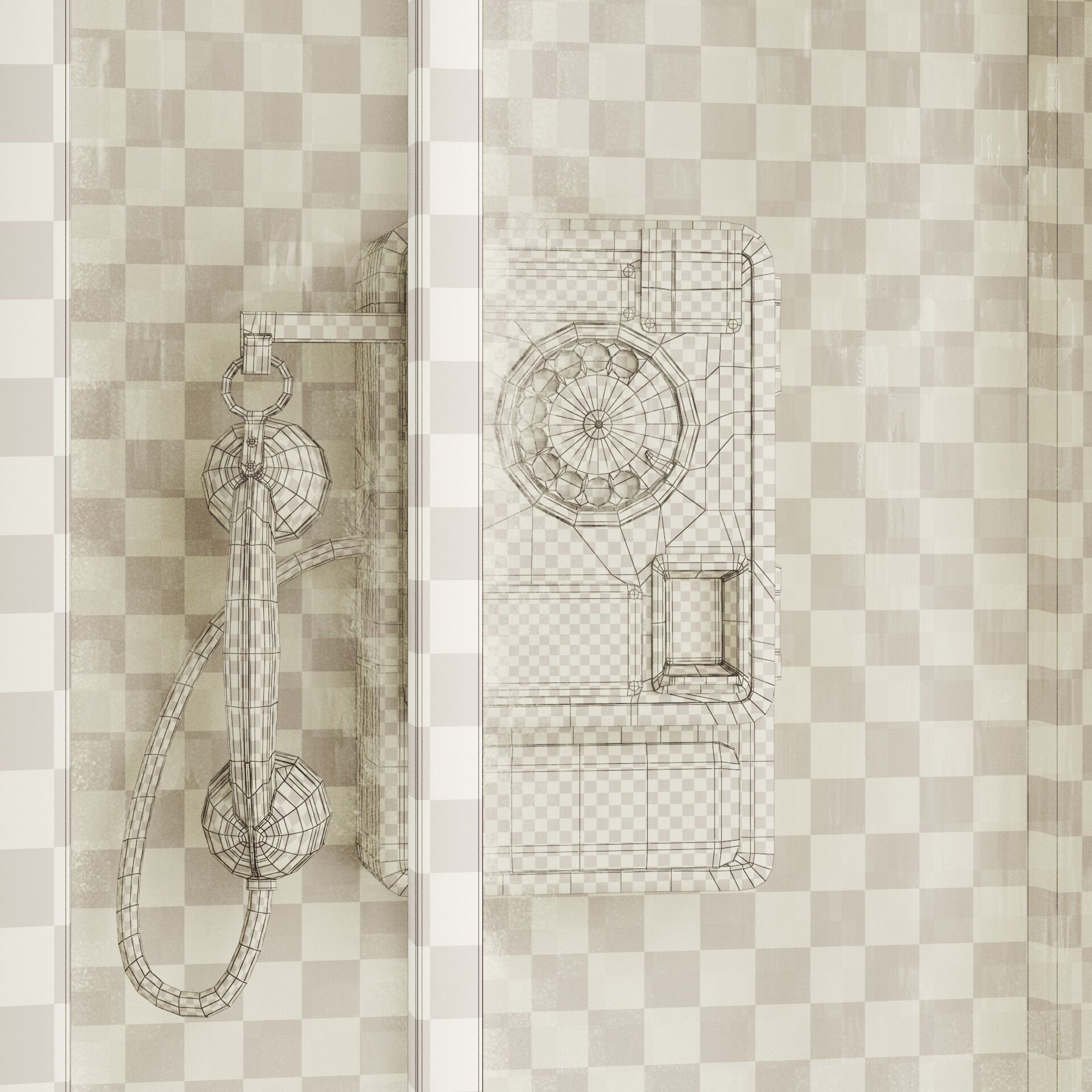 Dirty Telephone booth with payphone AMT-47 3D model_28
