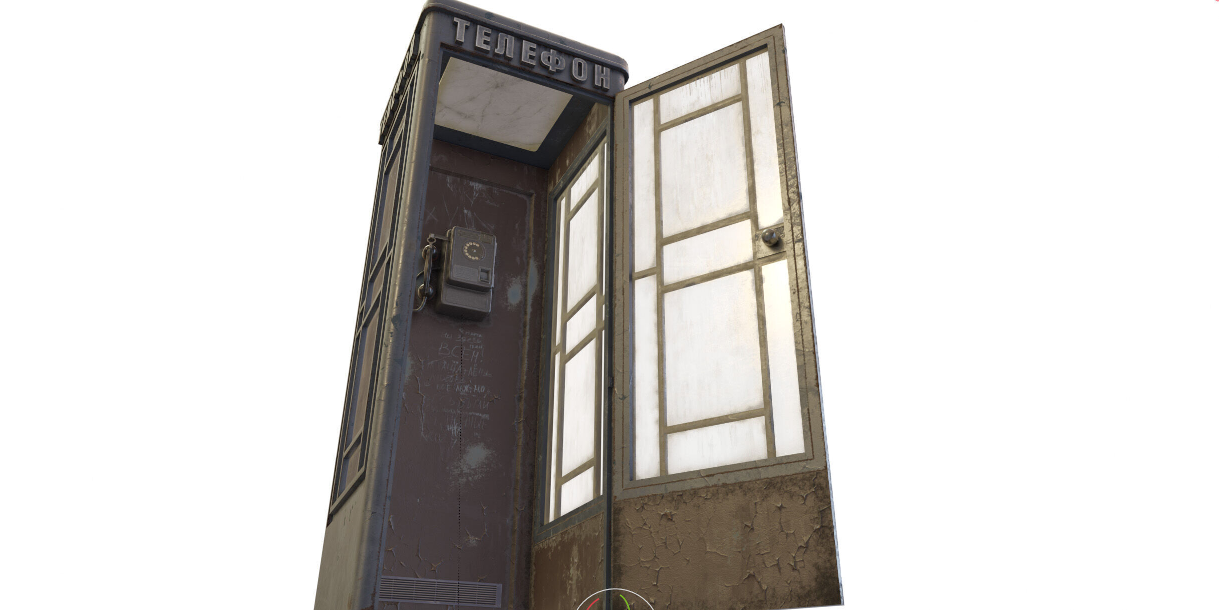 Dirty Telephone booth with payphone AMT-47 3D model_15