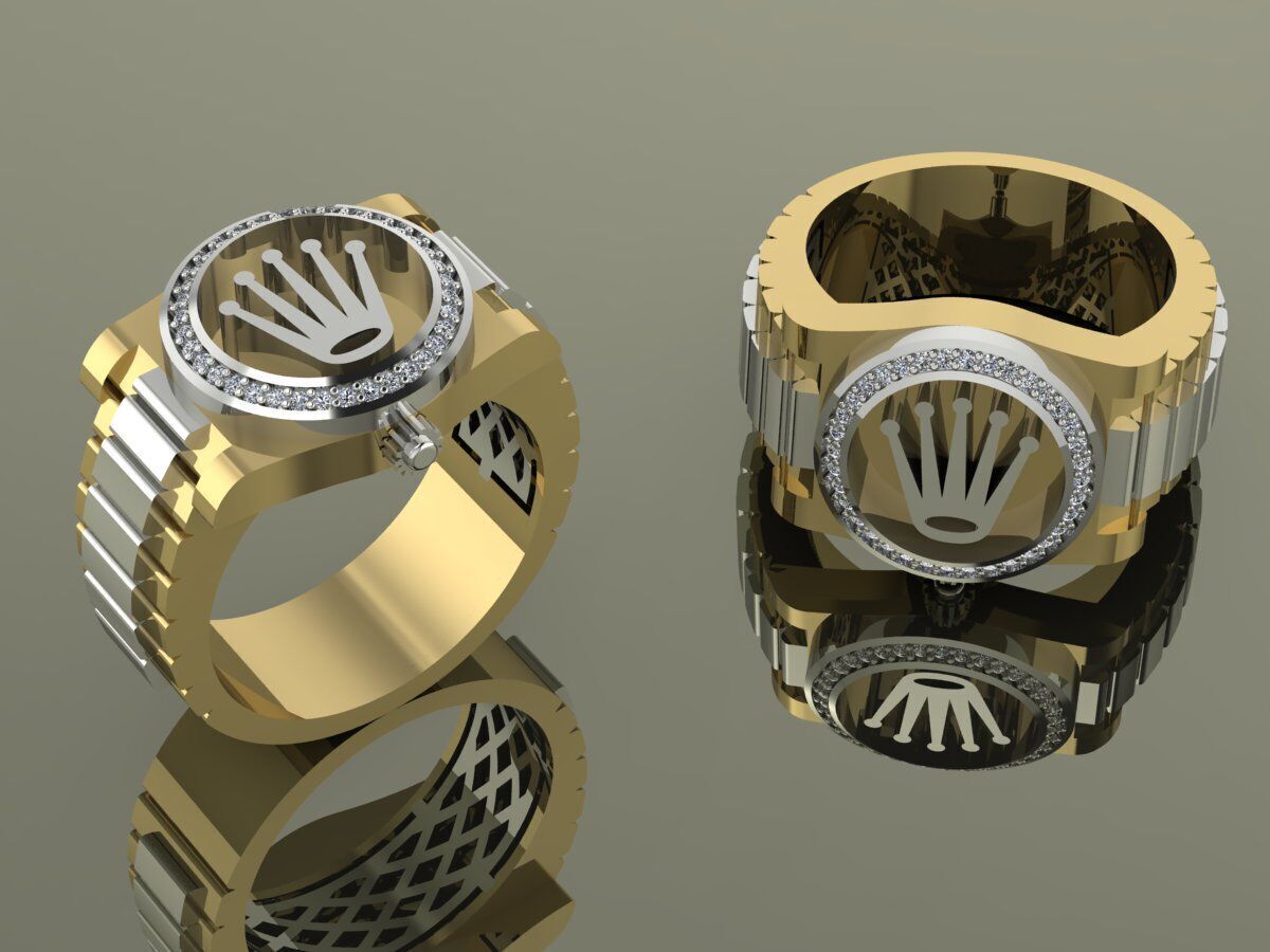 Mens Rolex Ring Gold  3D print model_1
