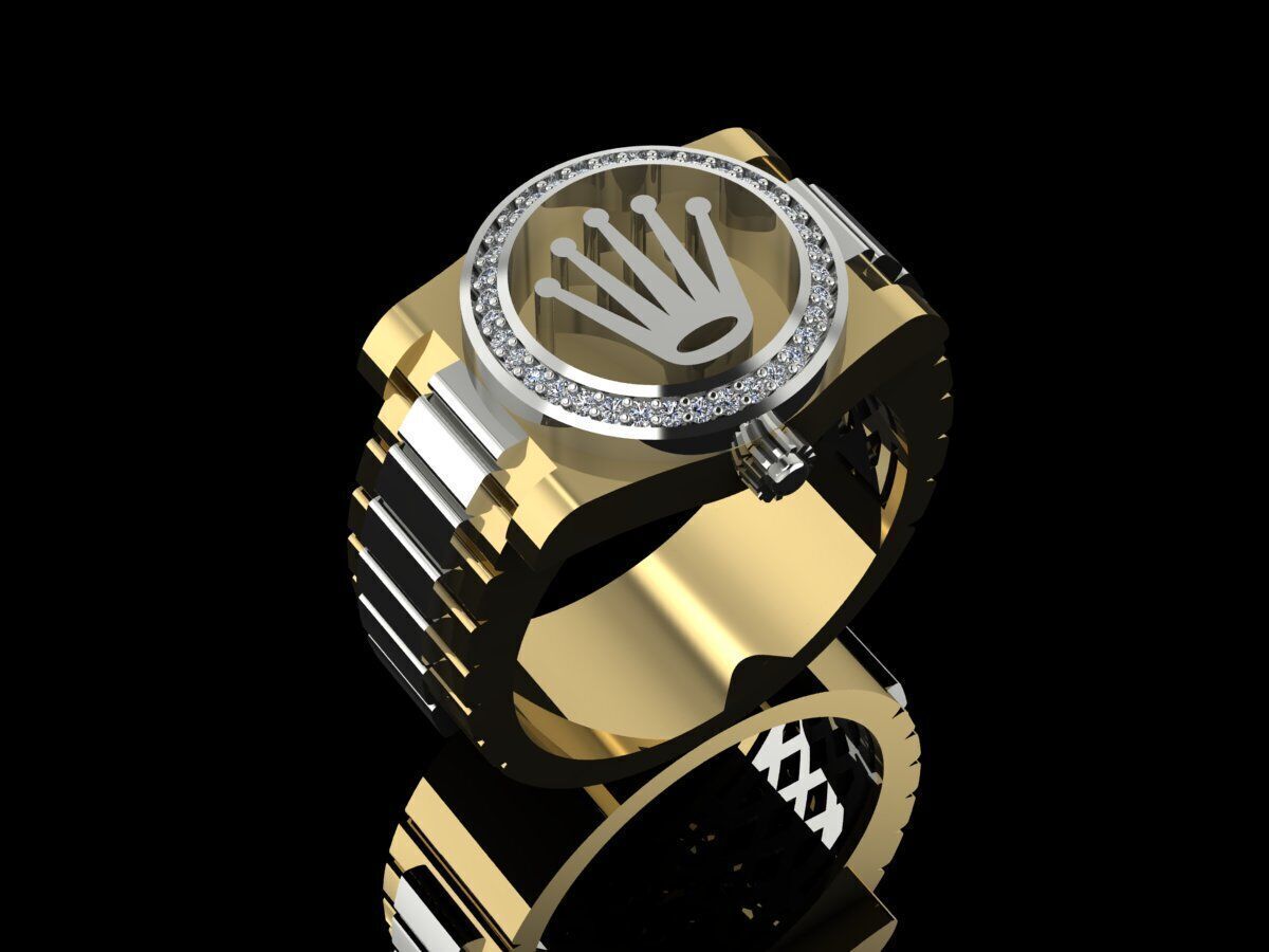 Mens Rolex Ring Gold  3D print model_2