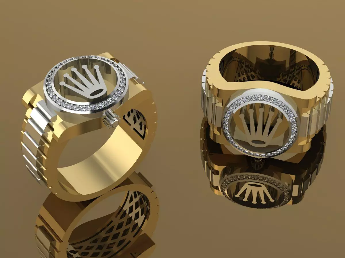 Mens Rolex Ring Gold  3D print model_0