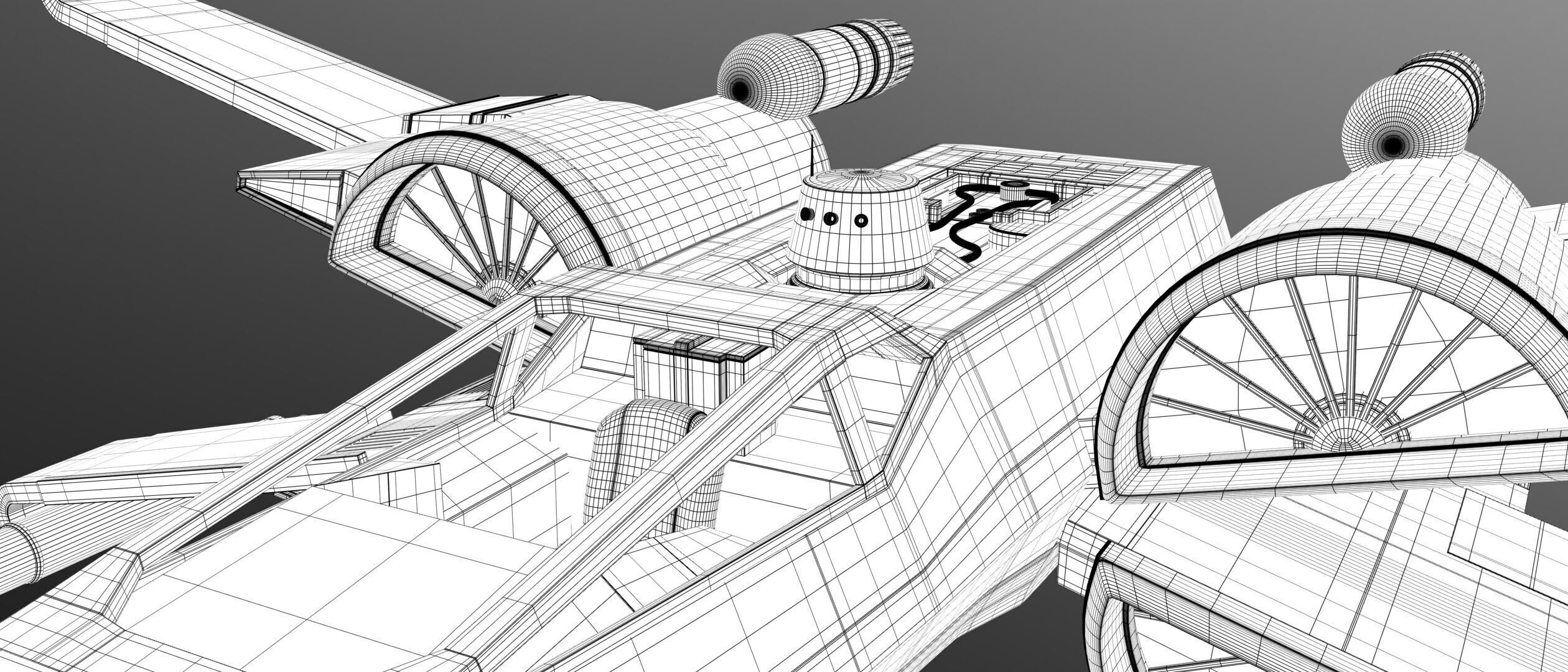 Star Wars Blue T70 X Wing Starfighter and R5 Unit rigged 3D model_9