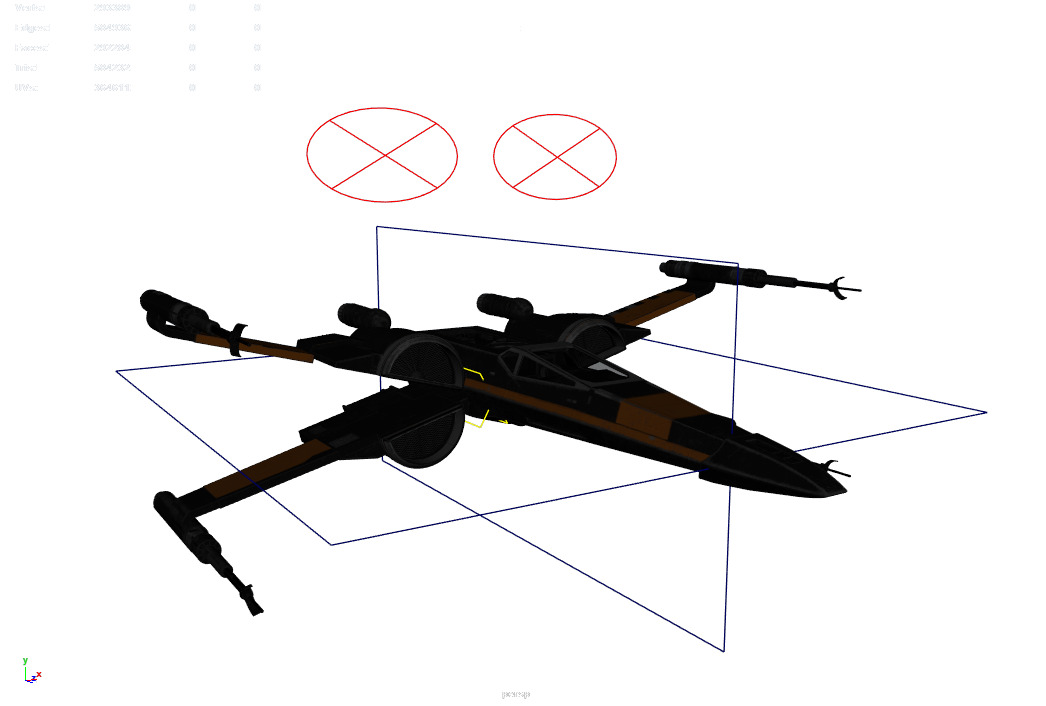 Star Wars Blue T70 X Wing Starfighter and R5 Unit rigged 3D model_7